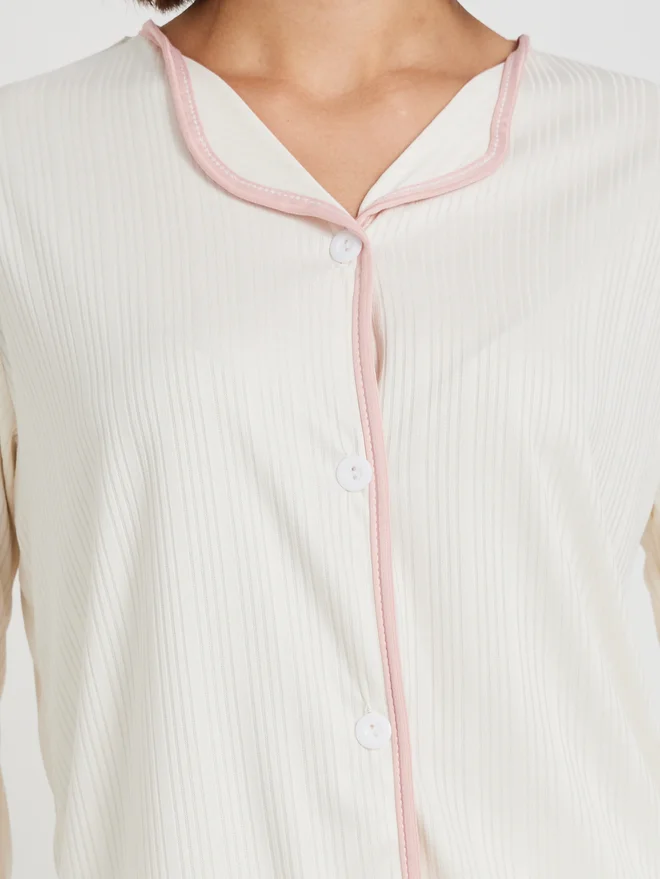 Take Two Take Two Solid Long Sleeve Shirt and Pyjama Set