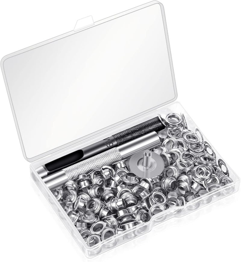 cridoz 120 Sets Grommet Tool Kit 1/4 Inch, 1/4 Grommet Eyelets Kit with Setting Tools and Storage Box for Fabric, Tarps, Curtains - Image 1