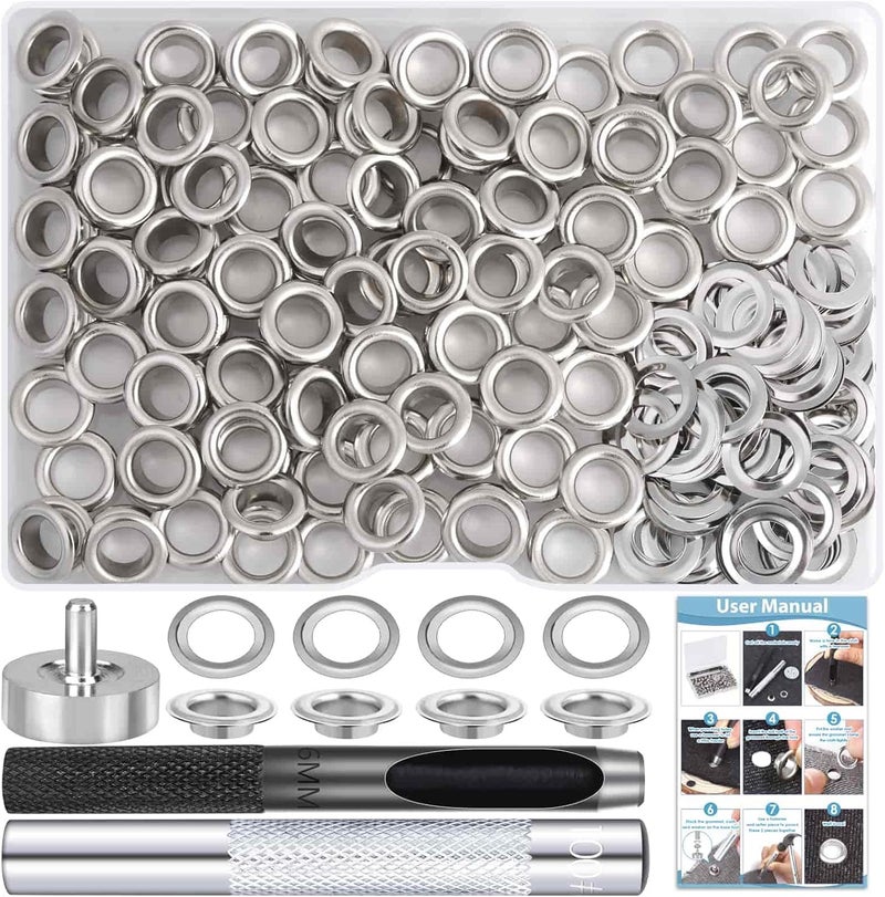 cridoz 120 Sets Grommet Tool Kit 1/4 Inch, 1/4 Grommet Eyelets Kit with Setting Tools and Storage Box for Fabric, Tarps, Curtains - Image 4
