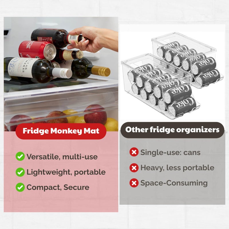 Cooks Innovations منظم المشروبات من كوكز إنوفيشنز للثلاجة، منظمات تخزين علب الصودا، حامل زجاجات البيرة-النبيذ-الماء، قرد الثلاجة - متين وغير قابل للانزلاق والتدحرج - Image 3