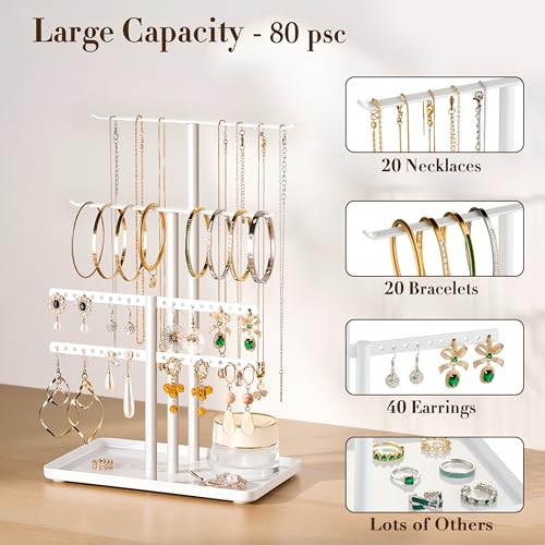 pickpiff Jewelry Stand Holder Organizer: 12.5" Sturdy Jewelry Hanger for Necklace, Earring, Bracelet, White - Image 2