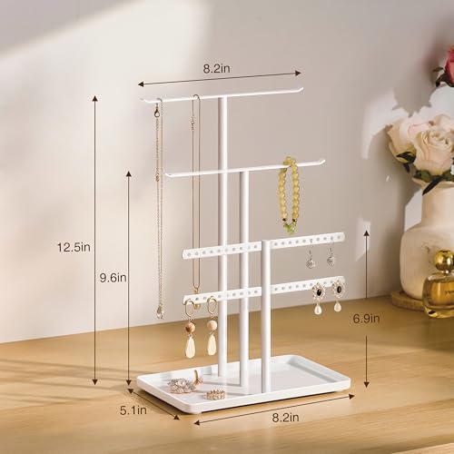 pickpiff Jewelry Stand Holder Organizer: 12.5" Sturdy Jewelry Hanger for Necklace, Earring, Bracelet, White - Image 5