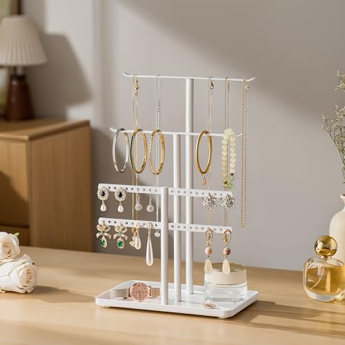 pickpiff Jewelry Stand Holder Organizer: 12.5" Sturdy Jewelry Hanger for Necklace, Earring, Bracelet, White - Image 4