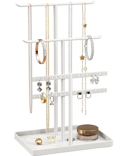 pickpiff Jewelry Stand Holder Organizer: 12.5" Sturdy Jewelry Hanger for Necklace, Earring, Bracelet, White - Image 1