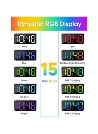 Extra Loud Alarm Clock for Adults With Deep Sleep, Digital Clock With 7-color Night Light, Adjustable Volume, Usb Charger, Small Clock for Bedroom Bedside, Can Be Used to Wake Up Children, Teenagers, Black - view 2