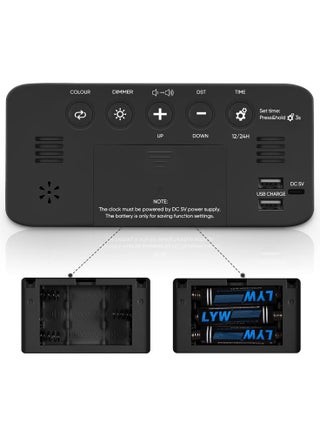 Extra Loud Alarm Clock for Adults With Deep Sleep, Digital Clock With 7-color Night Light, Adjustable Volume, Usb Charger, Small Clock for Bedroom Bedside, Can Be Used to Wake Up Children, Teenagers, Black - view 5
