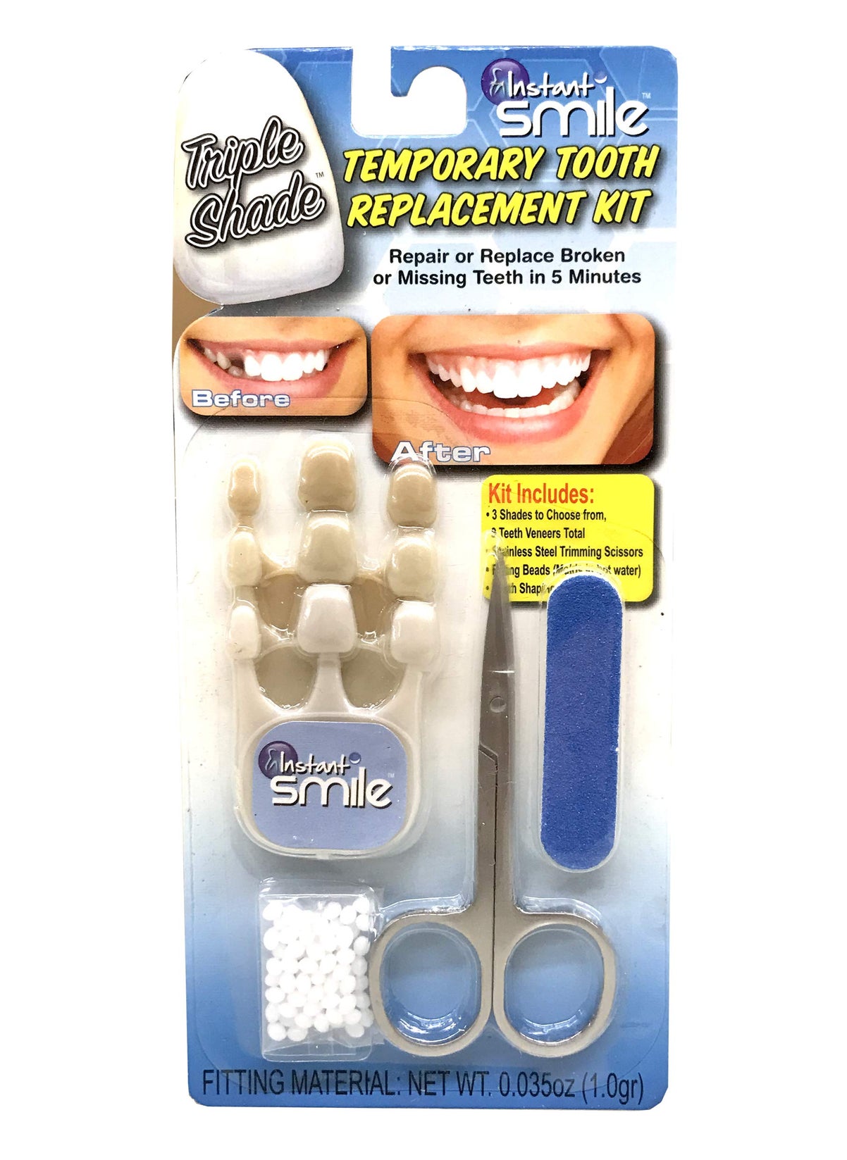 Instant Smile Instant Smile Triple Shade Temporary Tooth Kit - Replace A Missing Tooth in Just 5 Minutes! 