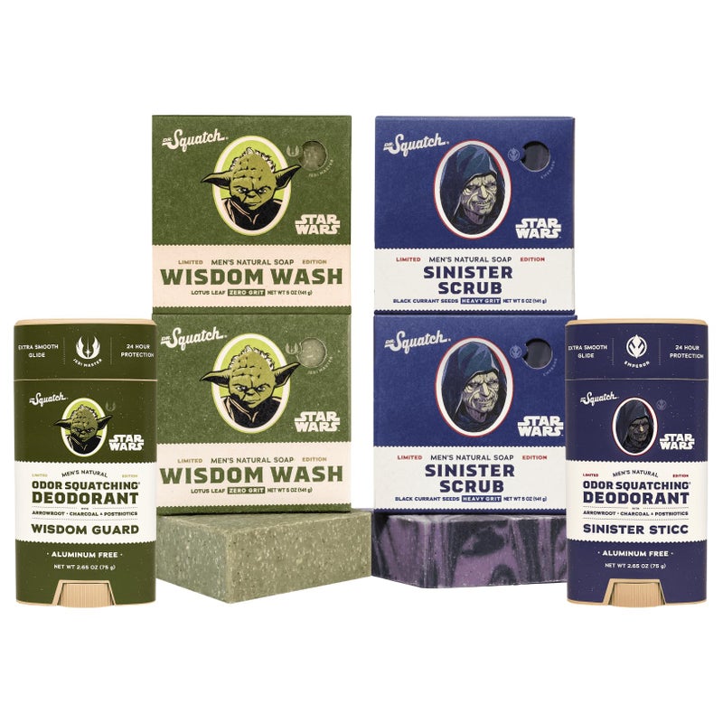 Dr. Squatch Star Wars Bundle - Natural 4 Soap and 2 Deodorant Gift Set - Wisdom Wash, Wisdom Guard, Sinister Scrub, Sinister Sticc - Image 1
