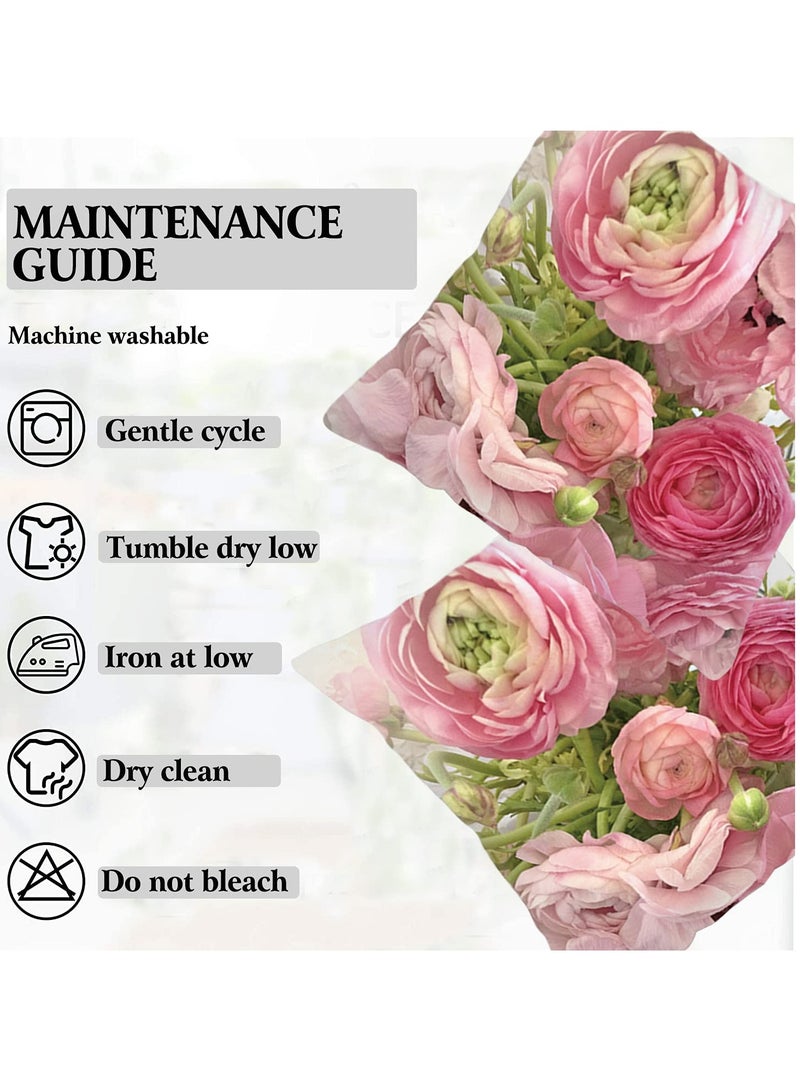 KASTWAVE Shabby Chic Throw Pillow Cover, 18 x 18 Inch Flowers Decorative Cushion Cases Floral Pillow Home Decor for Summer Spring - Image 3