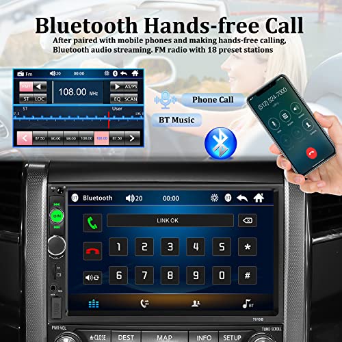 UNITOPSCI Car Stereo Double Din Bluetooth Car Radio 7 Inch MP5 Player HD Touch Screen FM Radio Audio Receiver AUX in USB TF Card Input UNITOPSCI Multimedia Player Mirror Link with Backup Camera - Image 2
