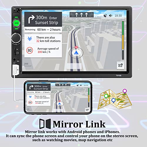 UNITOPSCI Car Stereo Double Din Bluetooth Car Radio 7 Inch MP5 Player HD Touch Screen FM Radio Audio Receiver AUX in USB TF Card Input UNITOPSCI Multimedia Player Mirror Link with Backup Camera - Image 3