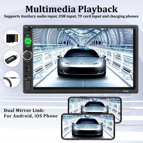 UNITOPSCI Car Stereo Double Din Bluetooth Car Radio 7 Inch MP5 Player HD Touch Screen FM Radio Audio Receiver AUX in USB TF Card Input UNITOPSCI Multimedia Player Mirror Link with Backup Camera - Image 5