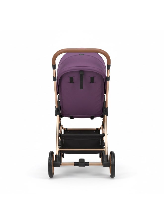 Star Kids Luxury Baby Stroller - Lightweight, Foldable & Compact Travel Pram - Elegant Purple with Gold Frame. - Image 5