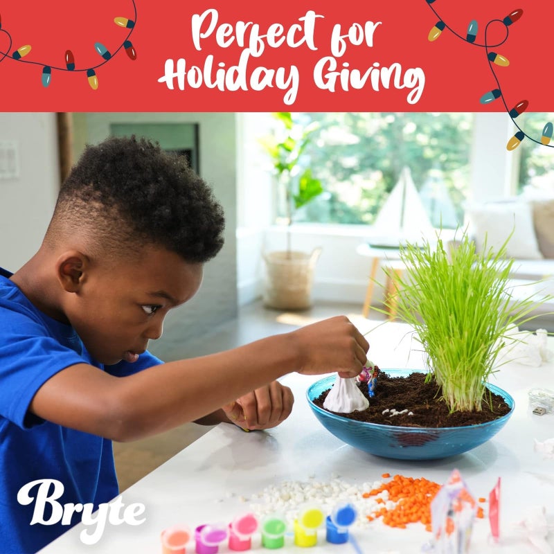 Bryte Light Up Dinosaur Terrarium Kit for Kids - Dino Habitat with Real Plants, Figurines, Volcano & LED Lights, DIY Science Kit, STEM & Arts Crafts Toys, Birthday Gifts for Boys Aged 4-12 yrs - Image 2