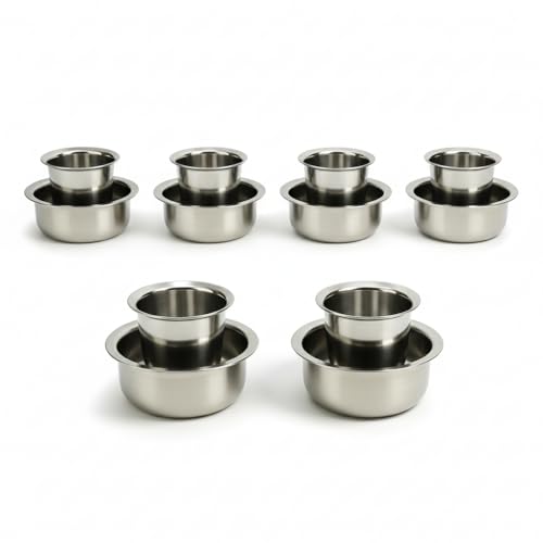 GALOOF Stainless Steel Kumbakonam Coffee Dabara Set | Heavy Gauge Mirror-Polished 100 ml Tumbler + 200 ml Bowl | Authentic South Indian Filter Coffee Dabara Set (100 ML, Pack of 6) - Image 1