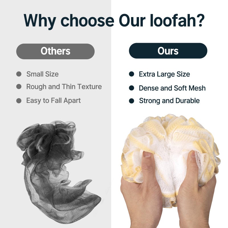 AmazerBath Loofah Sponge  Shower Loofah 60g/PCS - Body Scrubber Loofa Set of 3 Cotton Candy Trio  Bath Sponge for Men and Women - Image 5