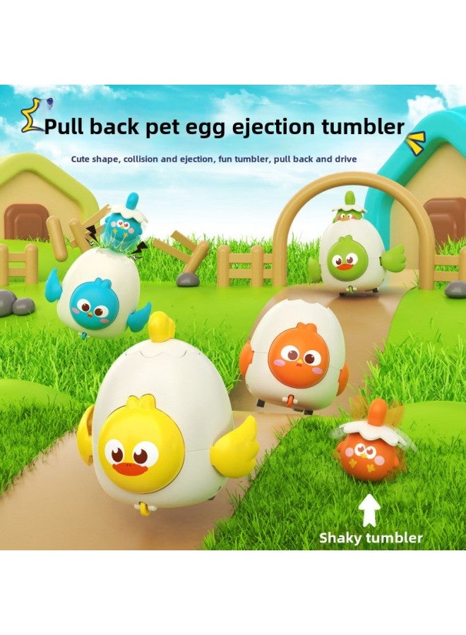 Collision Pet Eggs Eject Tumbler Cartoon Chicks Pair Touch Puller Baby Toy Small Gift-Color:Green Duck  - Image 3
