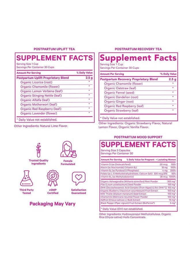 Pink Stork Postpartum Bundle: Postpartum Recovery & Mood Support, Postnatal Vitamins for Breastfeeding & Lactation Support, Healthy Mood & Hormone Balance for Women with Ashwagandha, Women-Owned  - Image 2