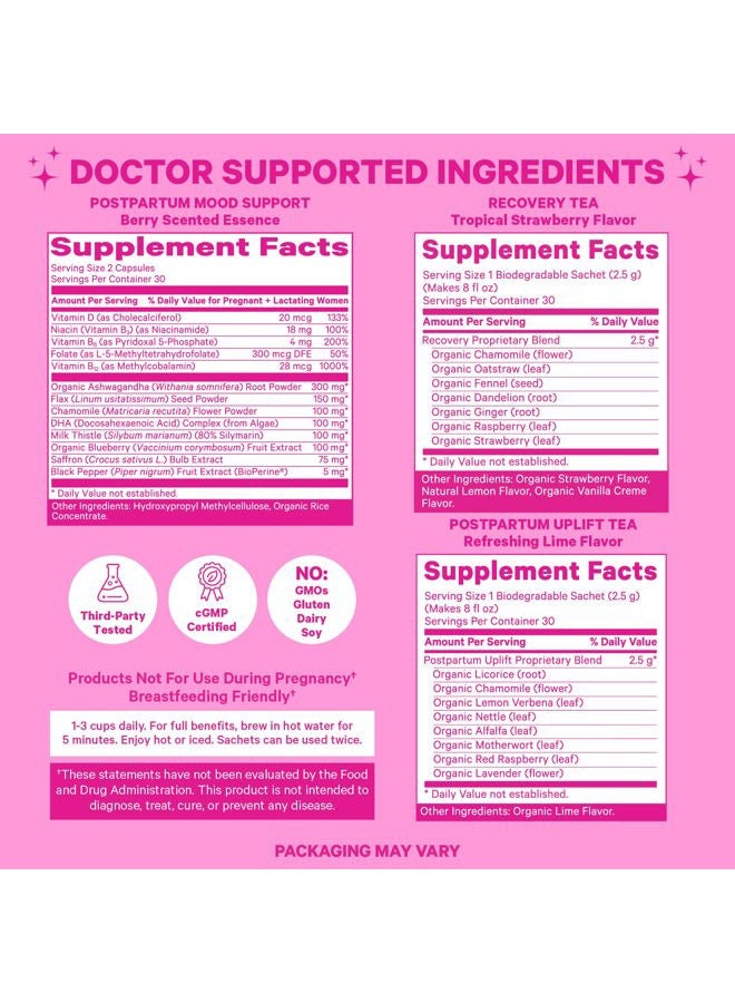 Pink Stork Postpartum Bundle: Postpartum Reset, Uplift Tea, Recovery Tea -Supports Hormones, Encourages Emotional Calm, Restores Nutrients - Image 5