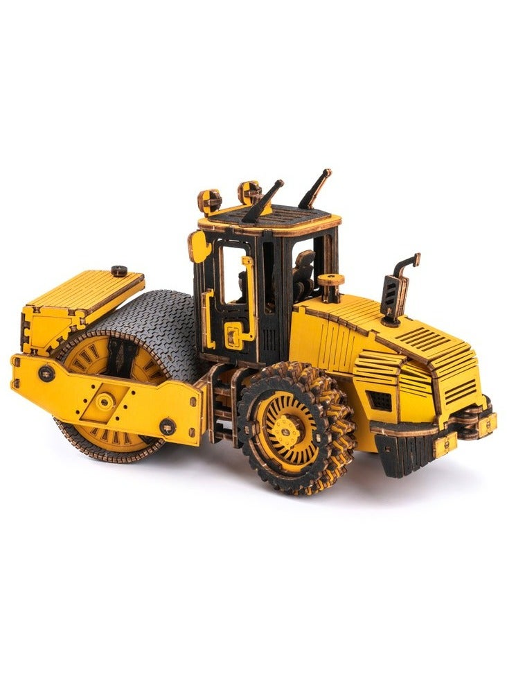 Robotime ROKR Road Roller Engineering Vehicle 3D Wooden Puzzle TG701K, 3D Wooden Puzzles for Adults/Teens, Creative Home Decor, Unique Gift for Craft Hobby Adults/Teens - Image 1