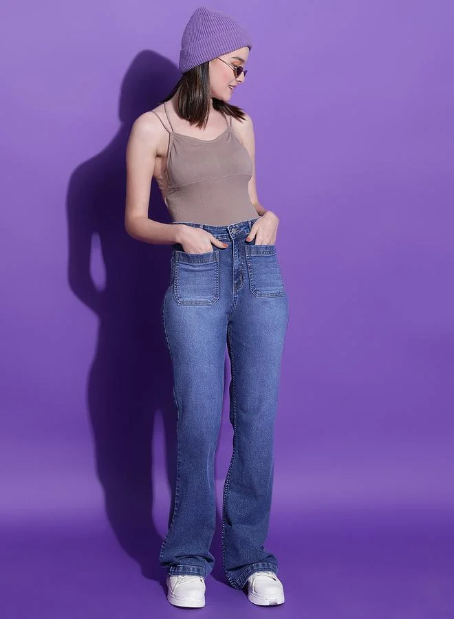 Kotty Kotty Acid Wash High Rise Bootcut Fit Jeans