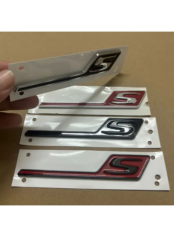 Silvery Red 3D ABS S Logo Car Rear Trunk Badge Fit Mercedes Benz X156 W205 - Image 1