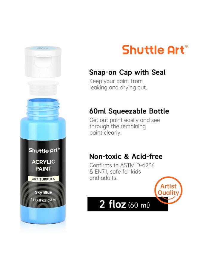 Shuttle Art Acrylic Paint 50 Colors Acrylic Paint Set 2Oz/60Ml Bottles Rich Pigments Water Proof Premium Acrylic Paints For Artists Beginners And Kids On Canvas Rocks Wood Ceramic Fabric - Image 4