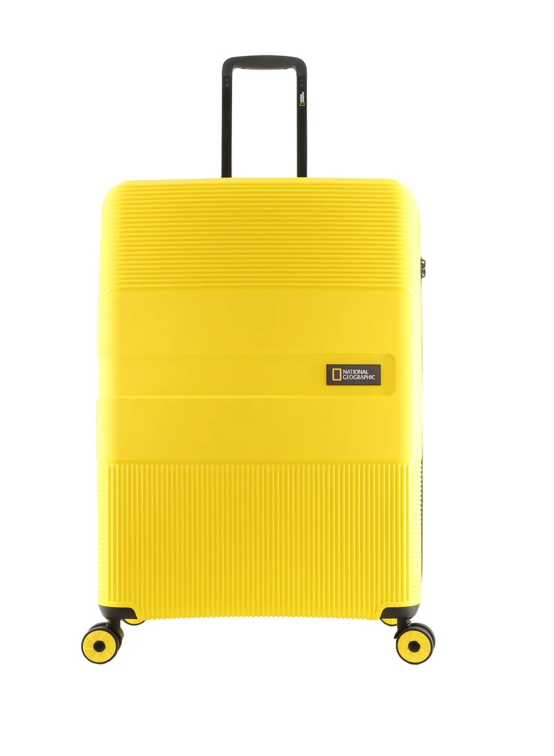NATIONAL GEOGRAPHIC National Geographic Cavern Check-In Large PP Hardside Luggage Yellow, Durable/ Unbreakable/ Lightweight/ Anit-theft Zipper/ 4 Double Wheel TSA Lock Suitcase Trolley Bag (71 cm/ 28 Inch).