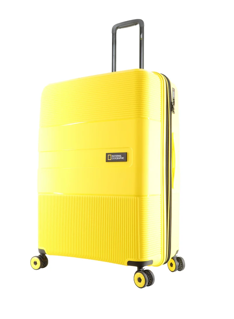 NATIONAL GEOGRAPHIC National Geographic Cavern Check-In Large PP Hardside Luggage Yellow, Durable/ Unbreakable/ Lightweight/ Anit-theft Zipper/ 4 Double Wheel TSA Lock Suitcase Trolley Bag (71 cm/ 28 Inch).