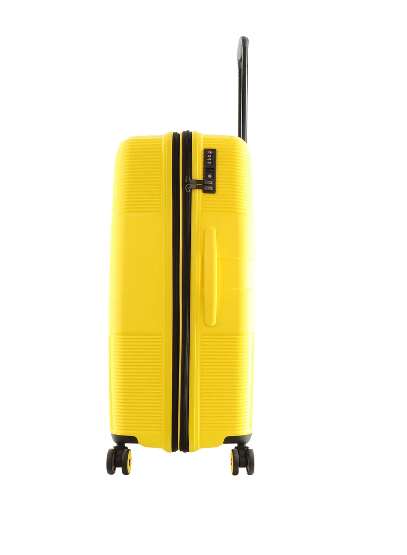 NATIONAL GEOGRAPHIC National Geographic Cavern Check-In Large PP Hardside Luggage Yellow, Durable/ Unbreakable/ Lightweight/ Anit-theft Zipper/ 4 Double Wheel TSA Lock Suitcase Trolley Bag (71 cm/ 28 Inch).