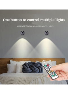 Furtey 2Pcs Wireless Spotlight for Indoor, Battery Operated LED Spotlight with Dimmable Rotatable Timer Uplight Mini Accent Lights with Remote for Wall Display Plants Painting Artwork Closet Natural White  - Image 4