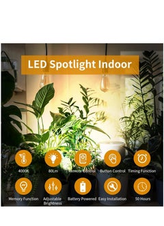 Furtey 2Pcs Wireless Spotlight for Indoor, Battery Operated LED Spotlight with Dimmable Rotatable Timer Uplight Mini Accent Lights with Remote for Wall Display Plants Painting Artwork Closet Natural White  - Image 5