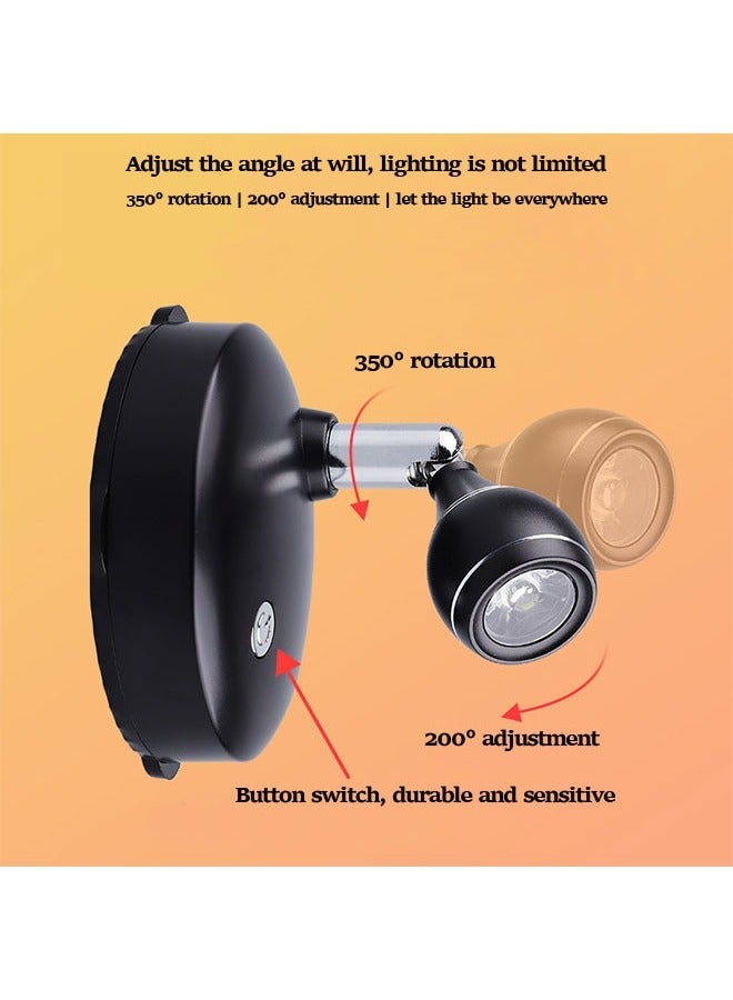 Furtey 2Pcs Wireless Spotlight for Indoor, Battery Operated LED Spotlight with Dimmable Rotatable Timer Uplight Mini Accent Lights with Remote for Wall Display Plants Painting Artwork Closet Natural White - Image 4