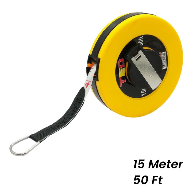 تيد شريط قياس من الألياف الزجاجية من TED مع علبة ABS متينة - شريط قياس يدوي قابل للسحب مع مقياس متري وإمبراطوري، شريط قياس للمسافات الطويلة لأعمال البناء والمسح وتنسيق الحدائق والأعمال الخارجية - Image 2