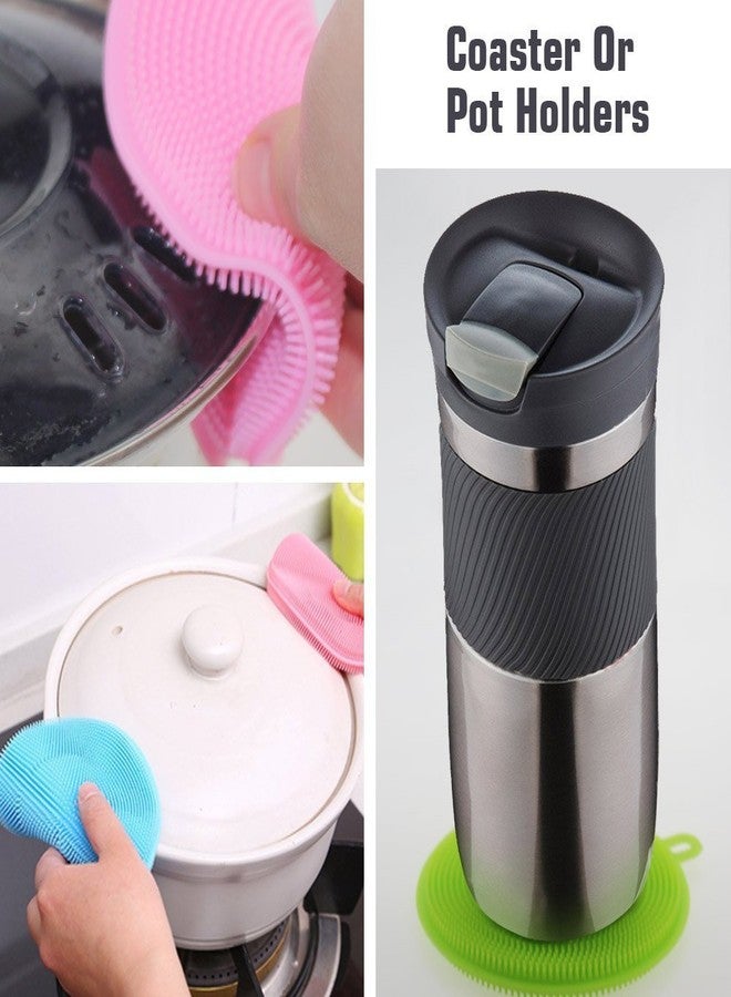 Crownish Silicone Washing Sponge Antibacterial Silicone Dish Scrubber Fruit and Vegetable Washing Brush Round Scrubber Pad Multipurpose Silicone Dishwashing Tools for Kitchen(2 psc) - Image 5