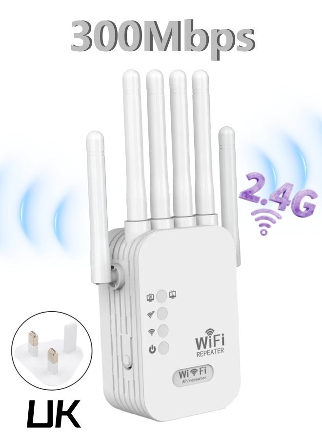 مكرر واي فاي 300 ميجابت في الثانية ثنائي النطاق 2.4 جيجا و 5 جيجا، موسع نطاق الشبكة، معزز الإشارة، مكبر صوت، 6 هوائيات، جهاز توجيه واي فاي لاسلكي - Image 1