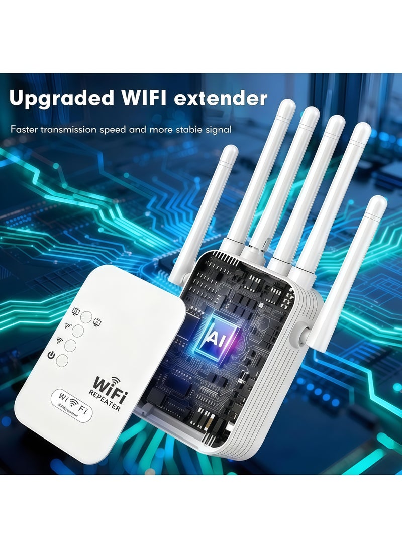 جهاز مقوي إشارة واي فاي لاسلكي بسرعة 300 ميجابت في الثانية، يعمل على نطاق تردد 2.4 جيجاهرتز، موسع نطاق الشبكة اللاسلكية ومضخم الإشارة، مزود بـ 6 هوائيات، يوفر تغطية كاملة بزاوية 360 درجة - لون أبيض. - Image 4