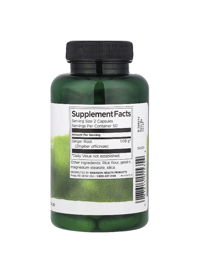 SWANSON سوانسون، جذر الزنجبيل كامل الطيف®، 1,080 ملغ، 100 كبسولة (540 ملغ لكل كبسولة) - Image 2