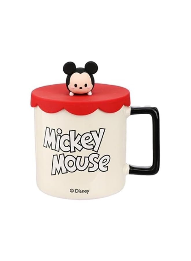 Miniso Mickey Mouse Collection Cartoon Ceramic Drinking Mug With Silicone Lid, 425 Ml Capacity, Mickey - Image 1