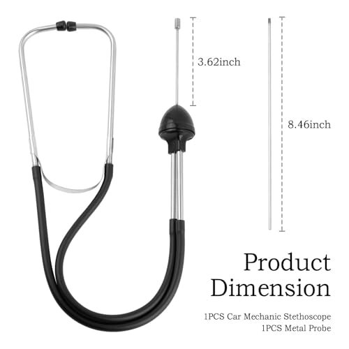 DIANZHU Car Mechanic Stethoscope with 8.46" Metal Probe,Mechanic Tools Automotive Stethoscope for Engine,Bearing and Gearbox Noise Monitor,Universal Engine Stethoscope for Most Cars - Image 2