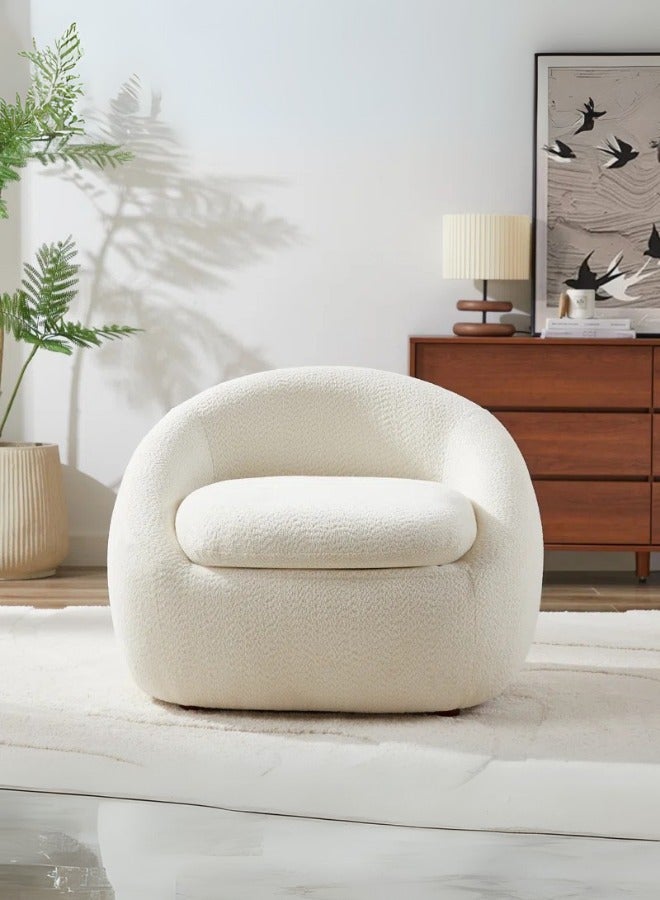 34.2”Wide Boucle Upholstered Armchair White - Image 1