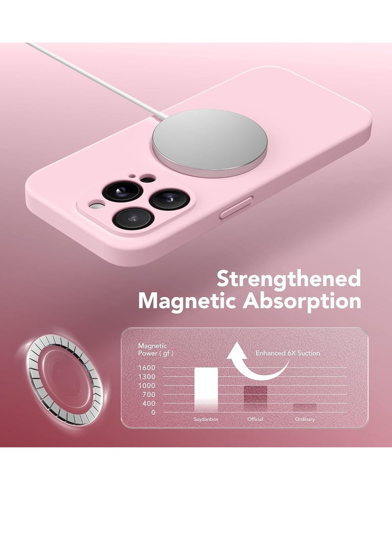 ELTRAZONE iPhone 15 Pro Max Case Silicone, Compatible with MagSafe, [Camera Protection][2X Screen Protectors]Slim Shockproof Protective Phone Case, Soft Anti-Scratch Microfiber Lining, Chalk Pink - Image 4