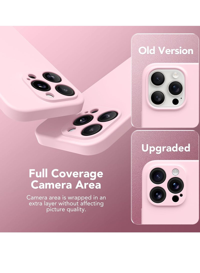 ELTRAZONE iPhone 15 Pro Max Case Silicone, Compatible with MagSafe, [Camera Protection][2X Screen Protectors]Slim Shockproof Protective Phone Case, Soft Anti-Scratch Microfiber Lining, Chalk Pink - Image 3