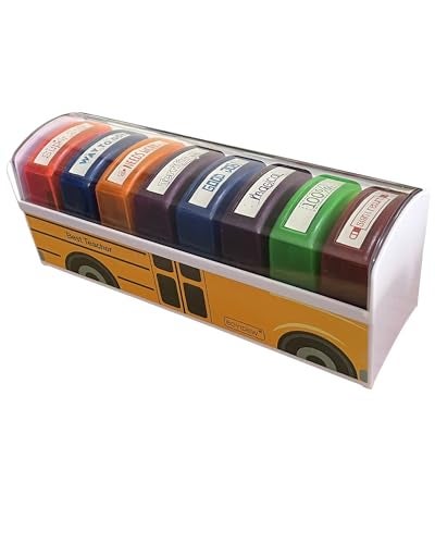 BOYIDEW Pack of 8 Sorted Teacher Stamp BOYIDEW SelfInking Rubber Stamps Teacher Review Photosensitive Stamps for Kids School Education Grading