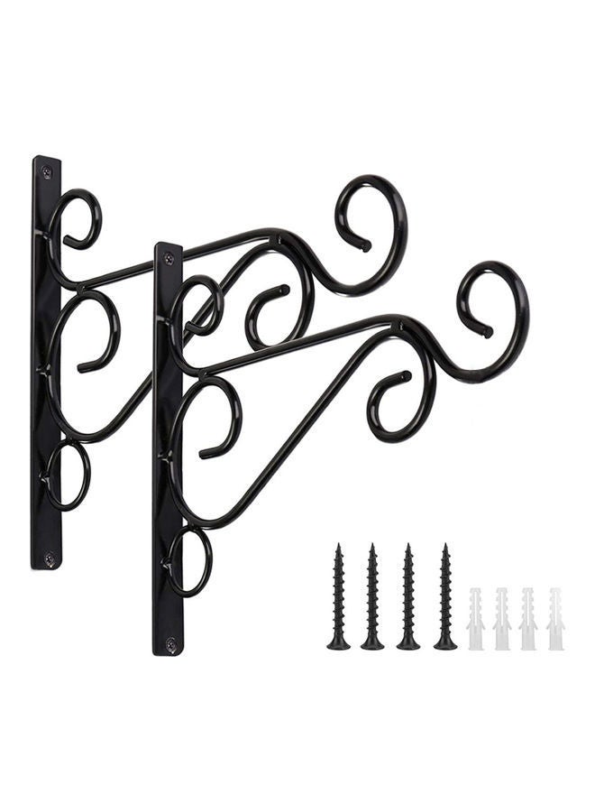 نيبمينينت حامل بخطاف للتعليق في الأماكن الخارجية من قطعتين للنباتات والطائر وفانوس الرياح أسود 25.00 x 3.00 20.00سم - Image 1