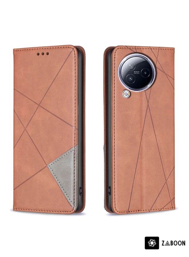Zaboon Protective Case For Xiaomi Civi 3 5G Rhombus Texture Magnetic Leather - Image 1