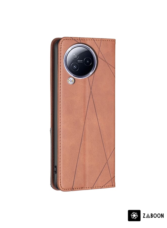 Zaboon Protective Case For Xiaomi Civi 3 5G Rhombus Texture Magnetic Leather - Image 3