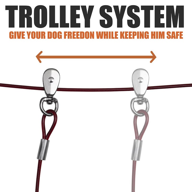 BV 60ft Aerial Pet Trolley System with 10ft Pulley Lead - Heavy Duty Dog Tie Out for Yard up to 125 lbs, Reflective Run Cable (Not a Leash, Bare End) - Image 4