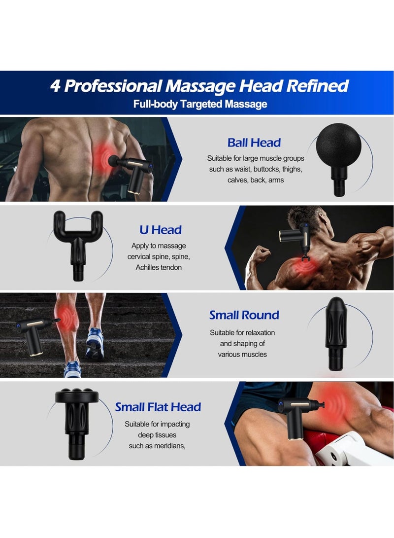 Arabest Mini Massage Gun, Portable 6 Speeds Muscle Massager Deep Tissue with 4 Massage Heads, Super Quiet Type-C Charging Percussion Massage Gun for Muscle Pain Stiffness Relief  - Image 4