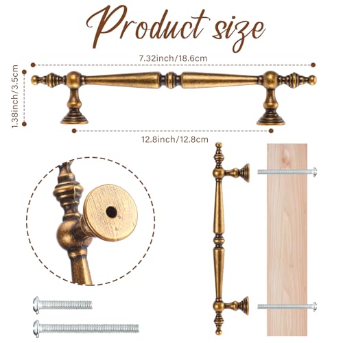 Shimeyao 10 Pack Antique Brass Cabinet Pulls 5128mm Hole Center Vintage Cabinet Pulls Handles Drawer Handles Closet for Kitchen Bathroom Drawer Dresser Pull Hardware Hole Center - Image 3